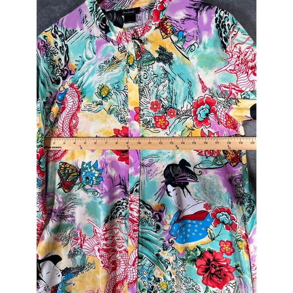Vintage Natori Kimono Caftan Womens Medium Asian Graphic Floor Length Mumu* - Picture 4 of 10